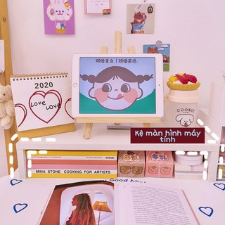 Kệ màn hình máy tính văn phòng đa chức năng đơn giản để máy tính gỗ pallet decor bàn học,phiên bản Hàn Quốc Cute Shop