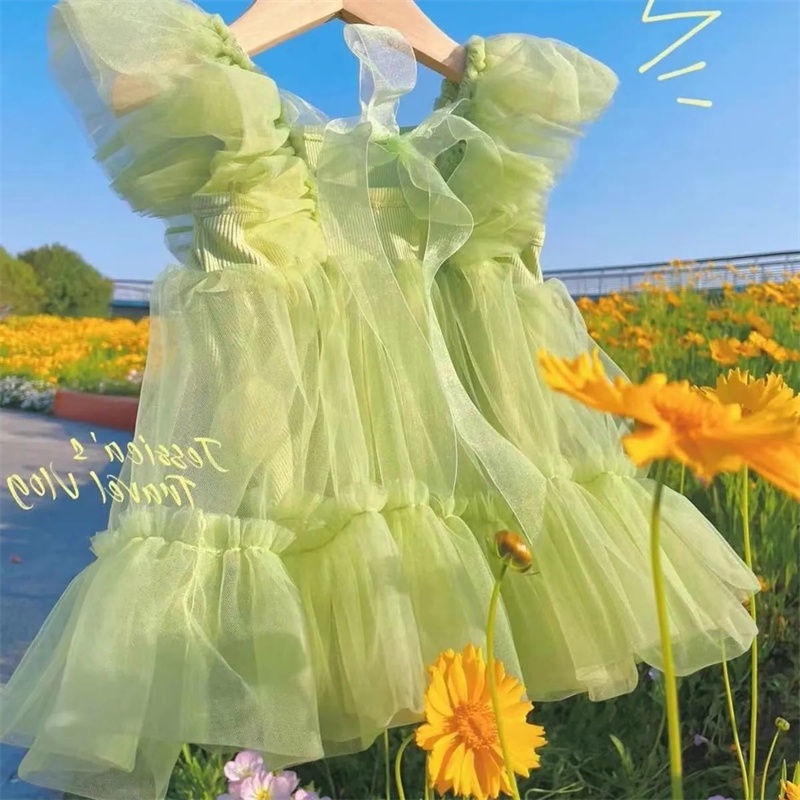 Đầm Công Chúa Họa Tiết Hoa Xinh Xắn Cho Bé Gái