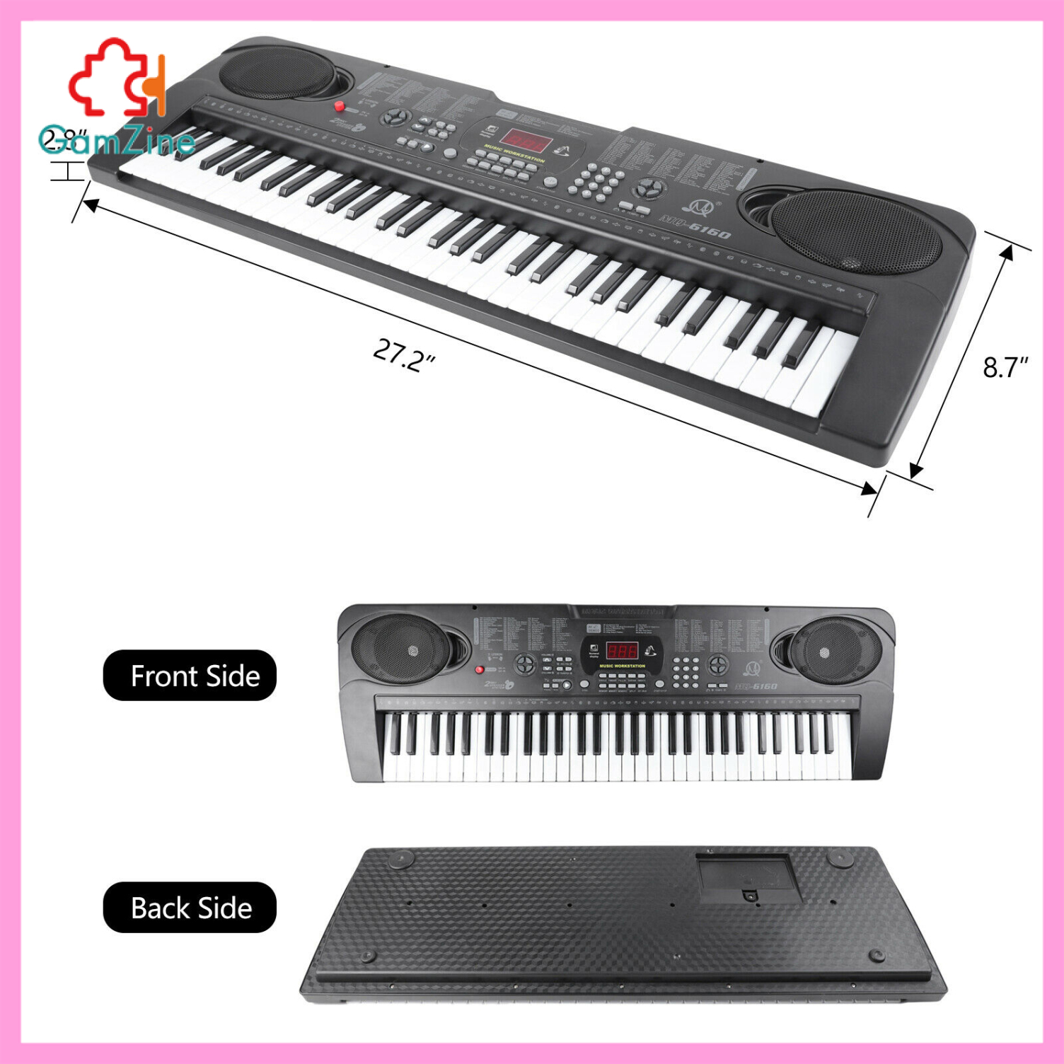 GamZine Electronic Piano Keyboard Compact Instrument with Music Stand Full-Size Keys