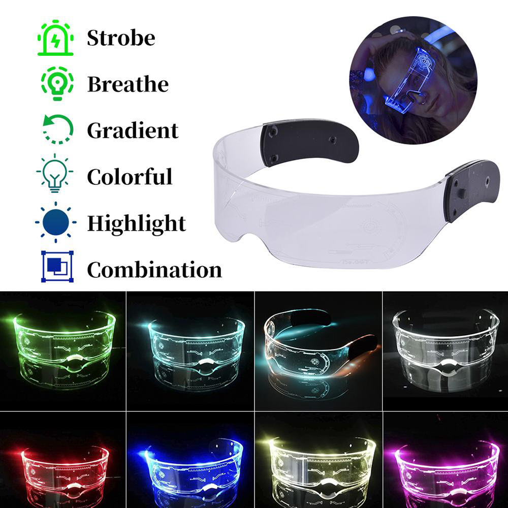 Mắt kính đèn LED màu dạ quang trang trí bữa tiệc