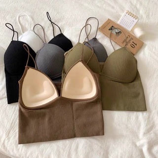 [Ảnh thật] Áo bra gân có mút xẻ V summer
