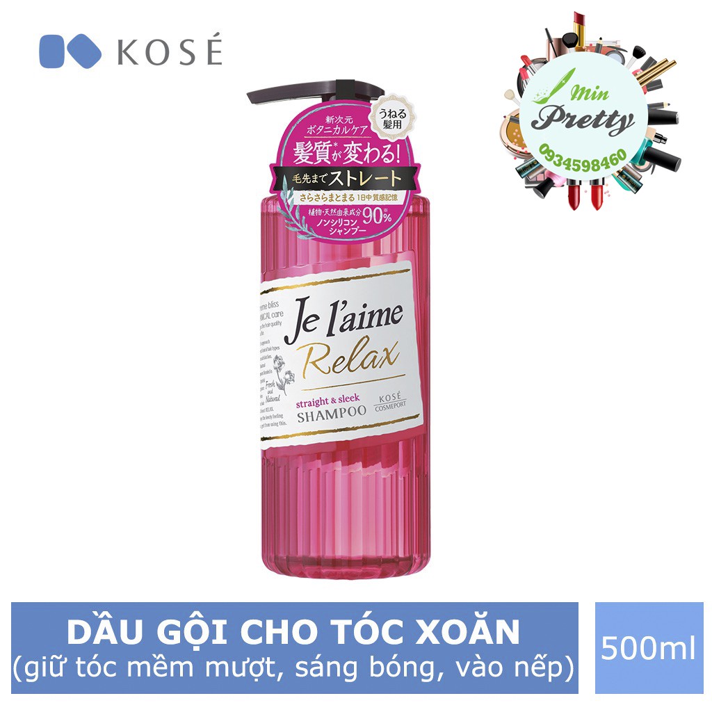 Dầu Gội Dành Cho Tóc Xoăn Tự Nhiên Kosé Cosmeport Je L'aime Relax Shampoo Straight & Sleek 500ml