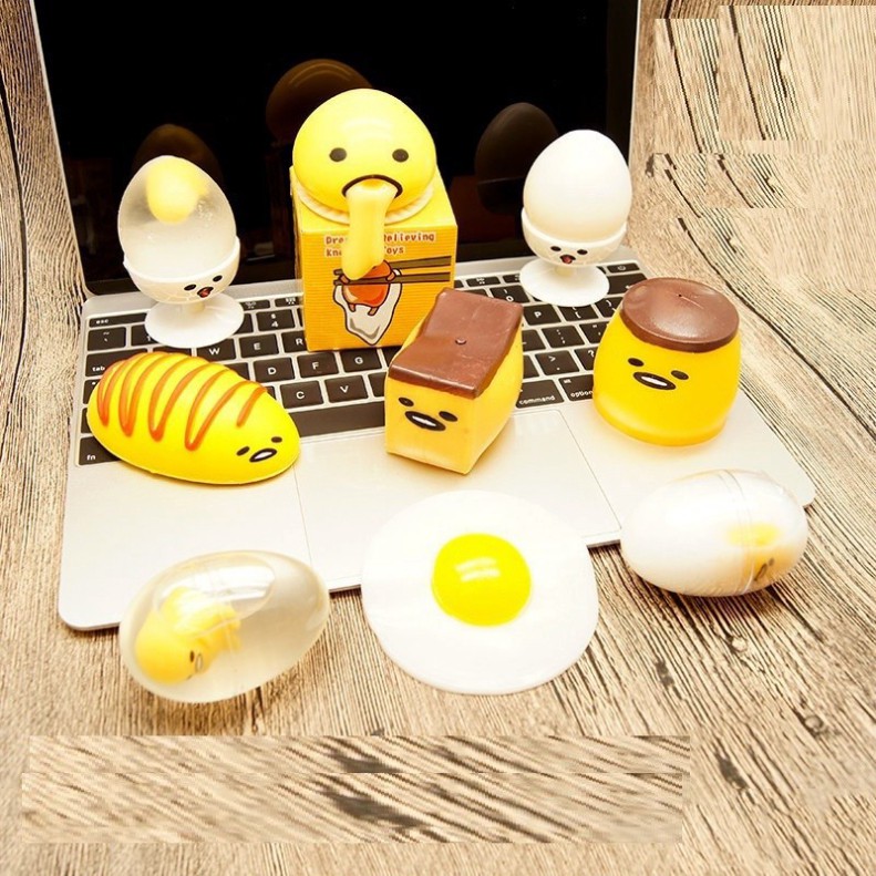 Đại gia đình Gudetama trứng biến thái trứng trút giận Squishy Mochi