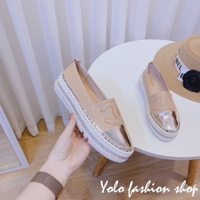 Giày lười slip on nữ mũi bạc độn đế 3p bọc cói vintage thời trang GL12 | BigBuy360 - bigbuy360.vn