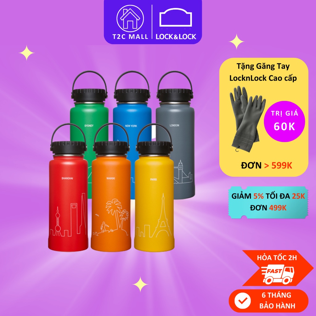 Bình Nước Giữ Nhiệt 897ML Riga Tumbler Có Khay Lọc Trà Kèm Tay Cầm Chắc Chắc Lock&Lock LHC4160 - T2Cmall