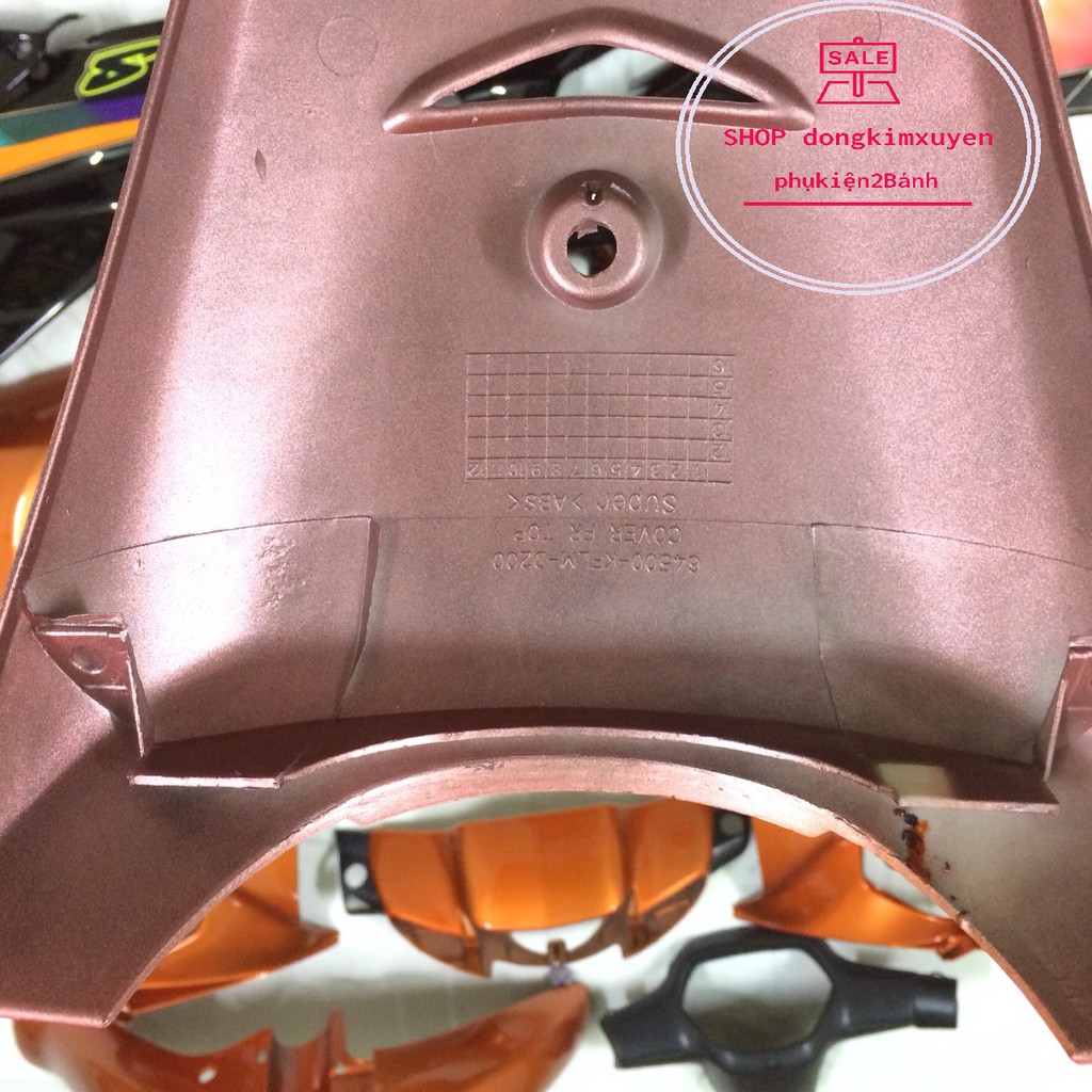 Dàn áo xe wave alpha -vỏ nhựa wave thái - wave 110 -wave nhỏ nhựa nguyên sinh ABS cao cấp màu Cam Đen