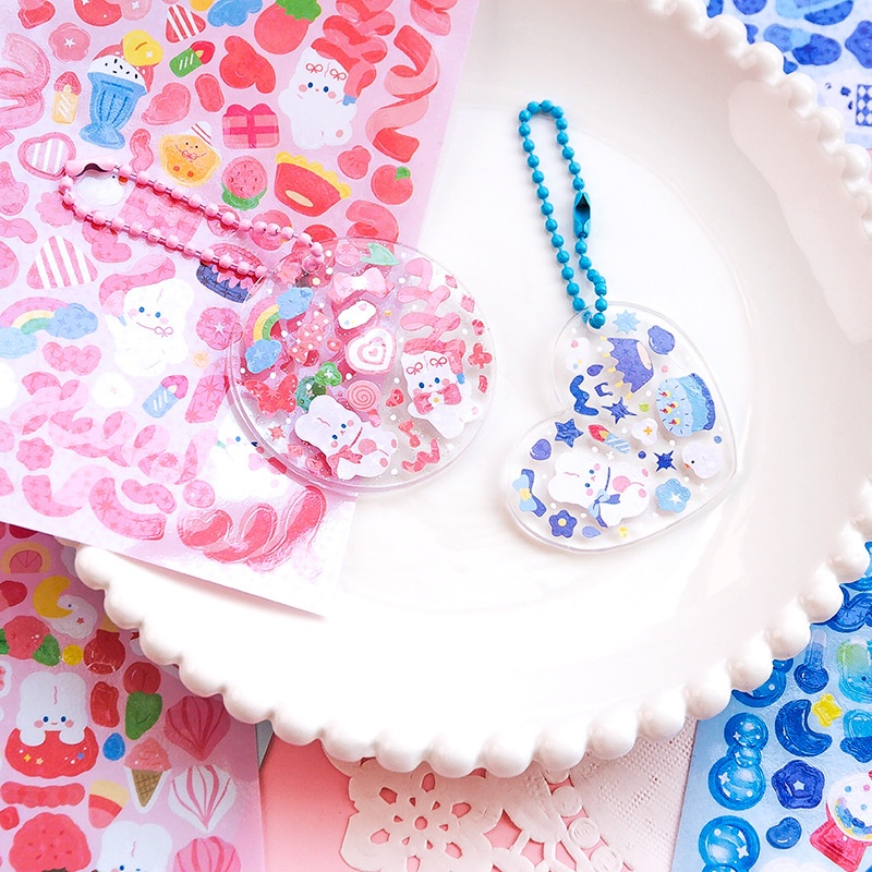 Peach 4Pcs Lace ribbon Heart stopped sticker Journal Scrapbook Decor Sticker