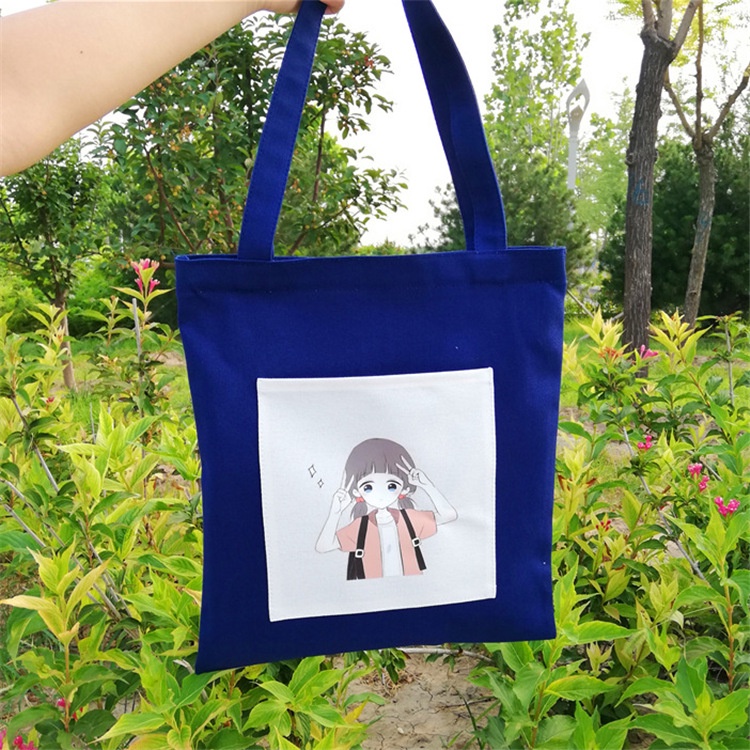 Túi Vải Canvas Đeo Vai In Họa Tiết Xinh Xắn Thời Trang