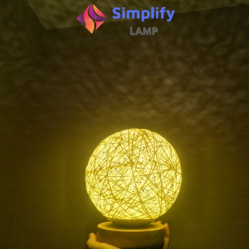 Đèn ngủ cầu mây để bàn trang trí phòng ngủ sử dụng đế gỗ Size 15cm, 20cm màu xanh, vàng cực đẹp S02 - shop SIMPLIFY LAMP