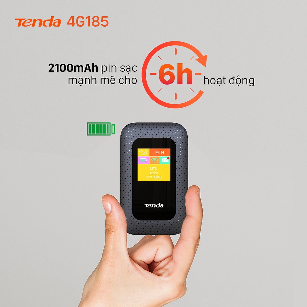 Bộ phát Wifi di động Tenda 4G LTE 4G185 Hàng Chính Hãng