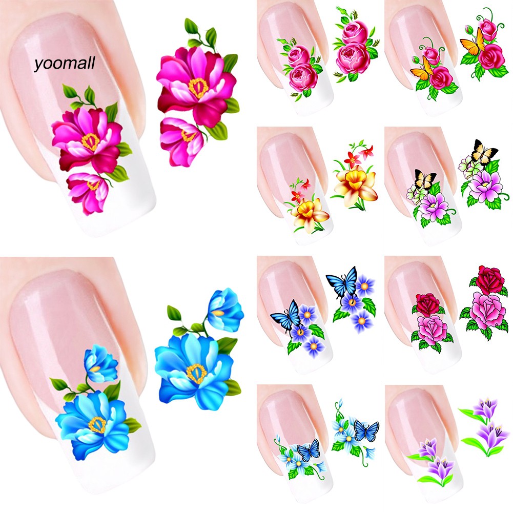 [Hàng mới về] Sticker dán móng tay trang trí DIY hình hoa và bướm đáng yêu