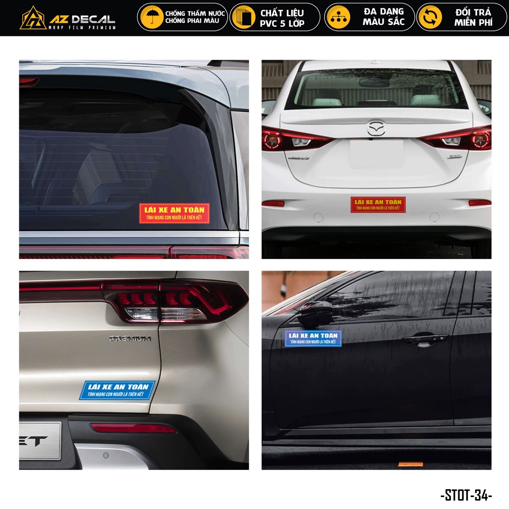 Sticker Dán Xe Ô Tô Lái Xe An Toàn | STOT-34 | Team Decal Dán Sườn Cản Sau Xe Hơi Oto Tải Xe Khách 4 Chỗ 7 Chỗ