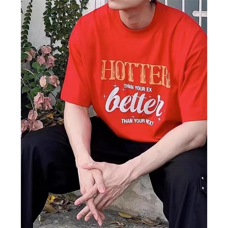 VETEMENTS High Street Trend Hotter Than Your Ex Back Flame Print Crew Neck Short Sleeve T-Shirt
