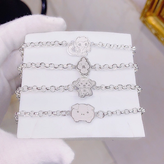 Lắc tay 12 con giáp bạc ta tự chỉnh kích thước