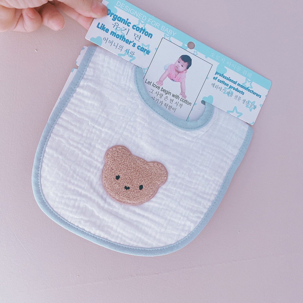 Yếm xô cho bé chữ U Like mother's care organic cotton, Yếm xô Mochee dày dặn nhiều họa tiết, khăn lau đa năng cho bé