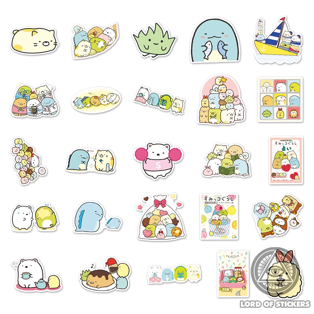 Set 50 Miếng Dán Nhân Vật Hoạt Hình Corner Creature Sticker Cute Chống Thấm Nước Trang Trí Mũ Bảo Hiểm, Ván Trượt, Sổ