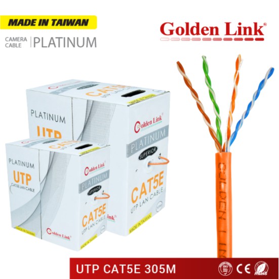 CÁP MẠNG GOLDEN LINK PLATINUM UTP CAT 5E 305M MADE IN TAIWAN (MÀU CAM)