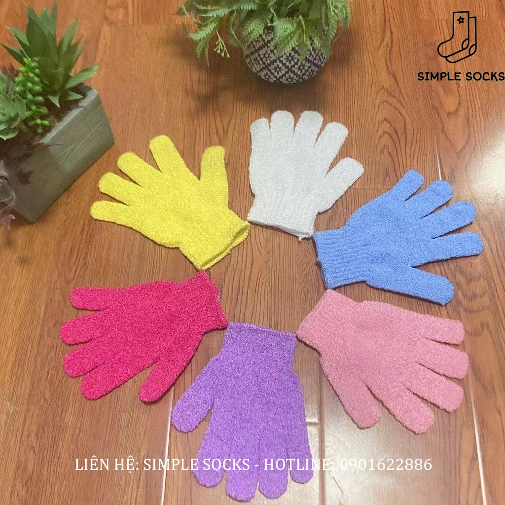 Găng Tay Tắm Massage Thư Giãn Tẩy Tế Bào Chết Chống Lão Hóa SIMPLE SOCKS Bao Tay Tắm Spa Sợi Polyester An Toàn Cho Da