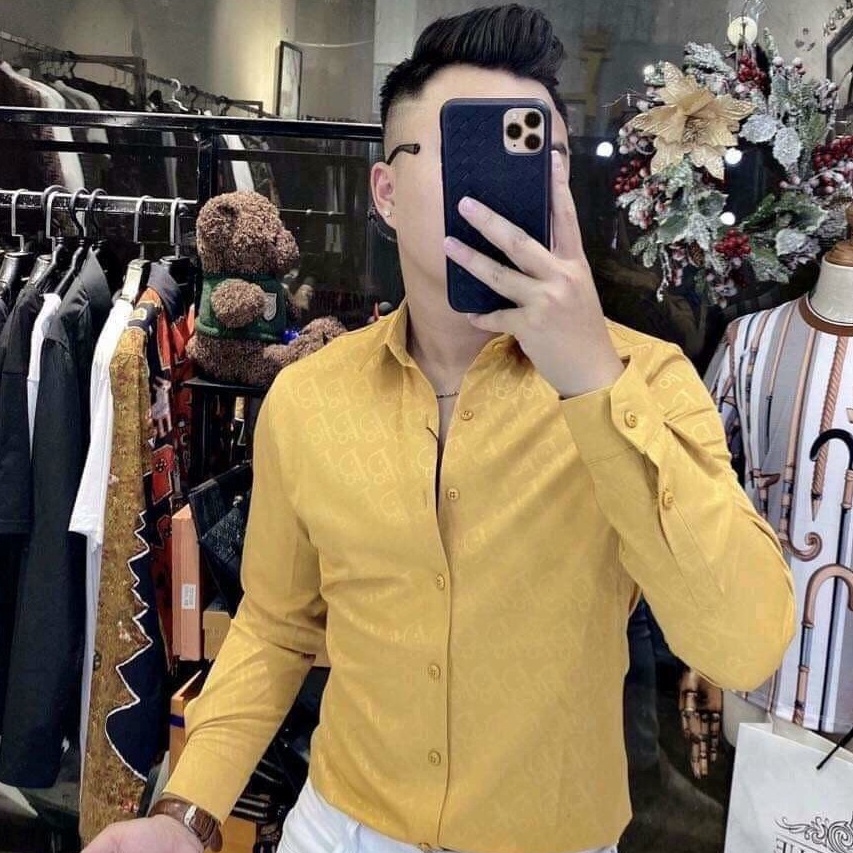 Áo sơ mi nam dài tay màu vàng, phong cách trẻ trung thời trang cao cấp thương hiệu Muradfashion MS159