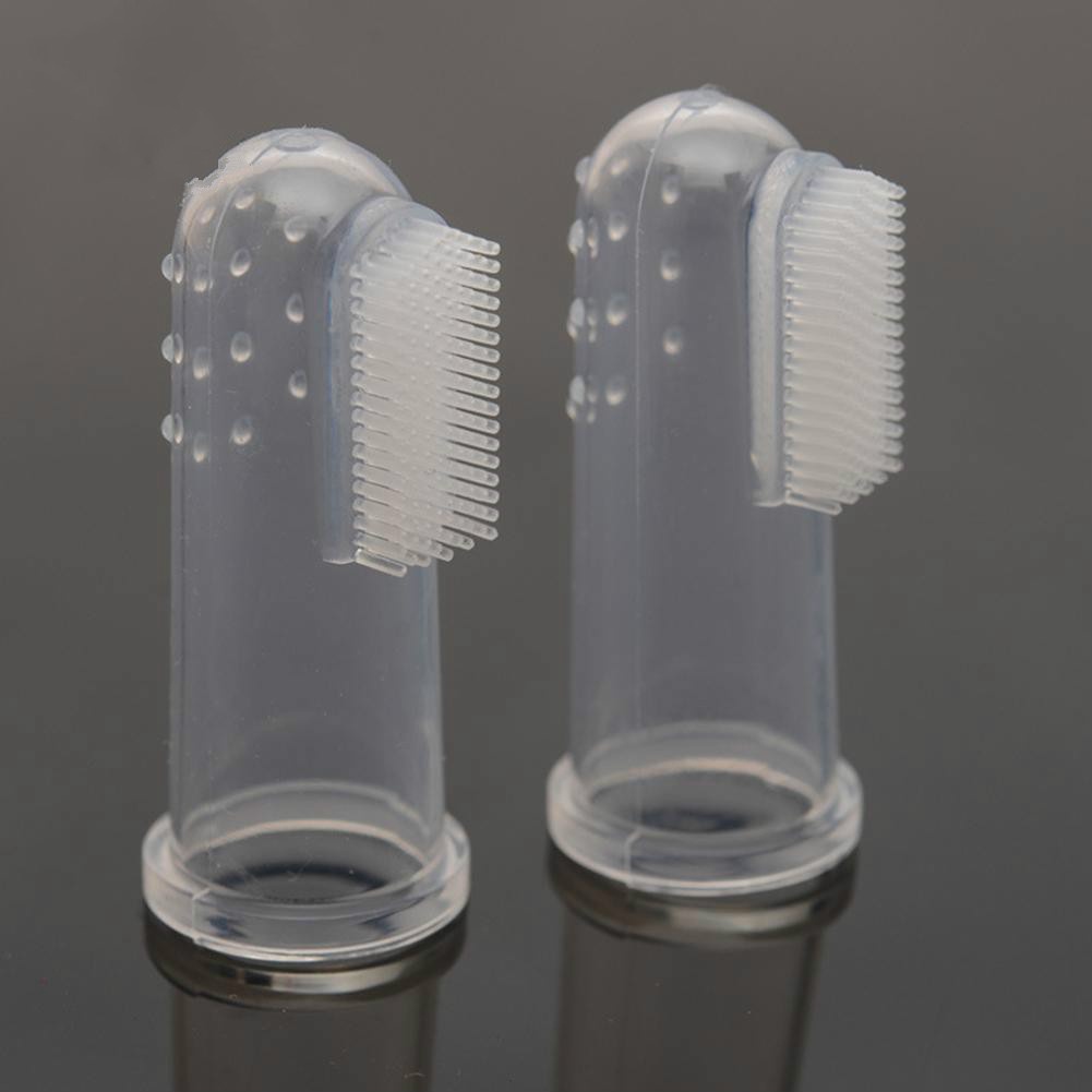 Bộ 2 bàn chải silicone đeo ngón tay vệ sinh răng miệng cho thú cưng