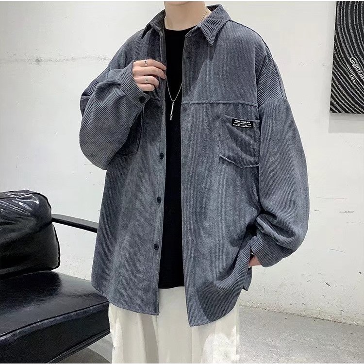Áo sơ mi nam vải nhung kẻ simple áo phong tay dài fashion sơ mi hàn quốc unisex áo khoác áo sơ mi tay dài form rộng nam vải lụa cao cấp áo sơ mi nam thời trang Hàn Quốc cao cấp
