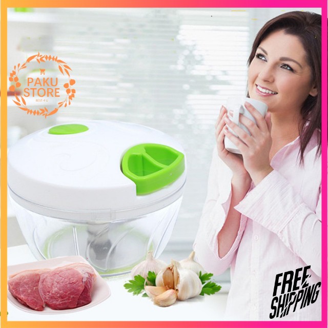 [ BA LƯỠI ] Máy Xay Mini Kéo Tay Mini Food Chopper , Xay Nhuyễn, Tỏi, Ớt, Hành, Gia Vị