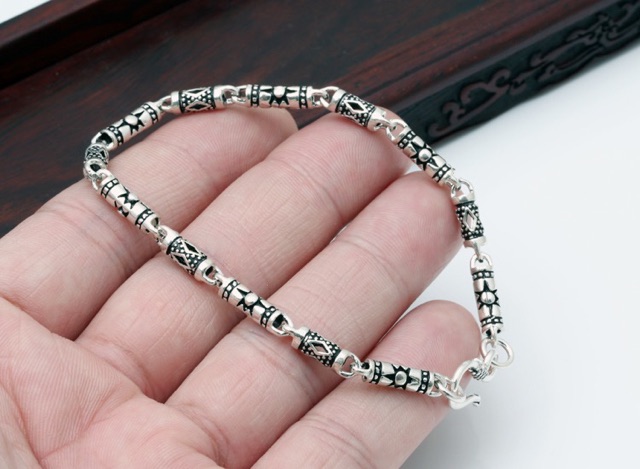 Lắc tay Bạc Thái Caro Đốt Trúc