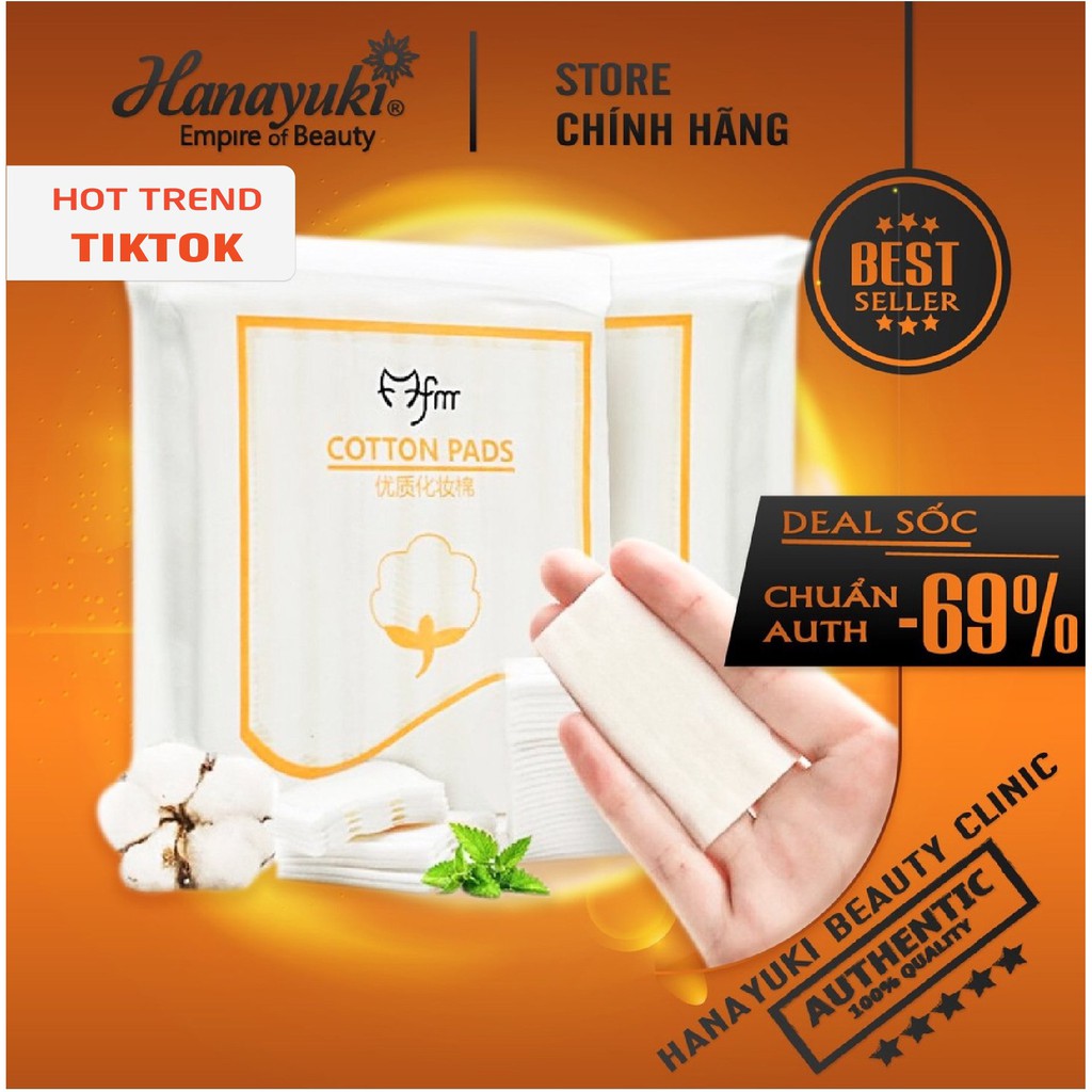 [Mẫu 2022] Sỉ- Bông tẩy trang mèo 3 lớp cotton pads 222 miếng dày dặn, mềm mịn chính hãng- Hanayuki Asia