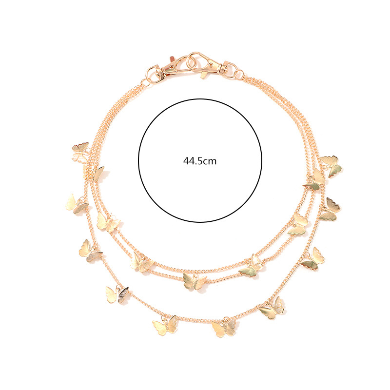 Dây Xích Đeo Thắt Lưng Nhiều Lớp Gắn Móc Khóa Hình Bướm Phong Cách Punk Cho Nữ