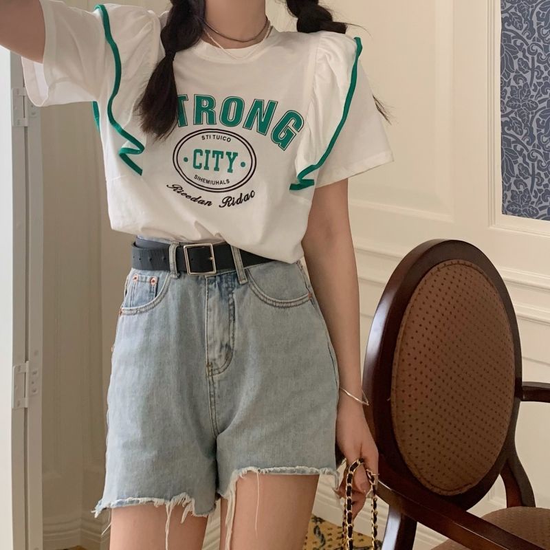 Áo Thun Cổ Tròn Dáng Rộng In Họa Tiết Thời Trang Mùa Hè Phong Cách Hàn Quốc Mới