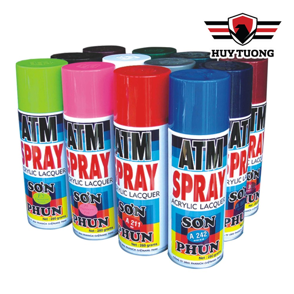 Sơn xịt phun cầm tay 36 màu ATM Spray, sơn xịt xe máy tường nhà không phai - Huy Tưởng