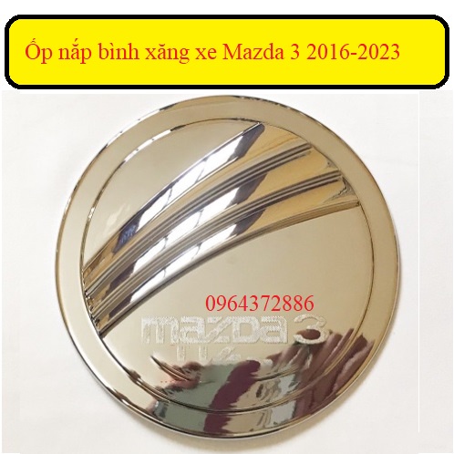 Ốp nắp bình xăng xe Mazda 3 2016-2023 mạ crom cao cấp, sáng bóng