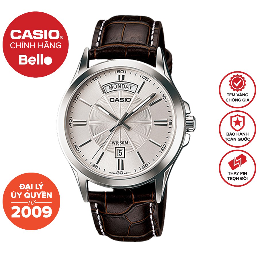 MTP-1381L Đồng hồ Nam dây da Casio chính hãng BH 1 Năm Pin Trọn Đời MTP-1381