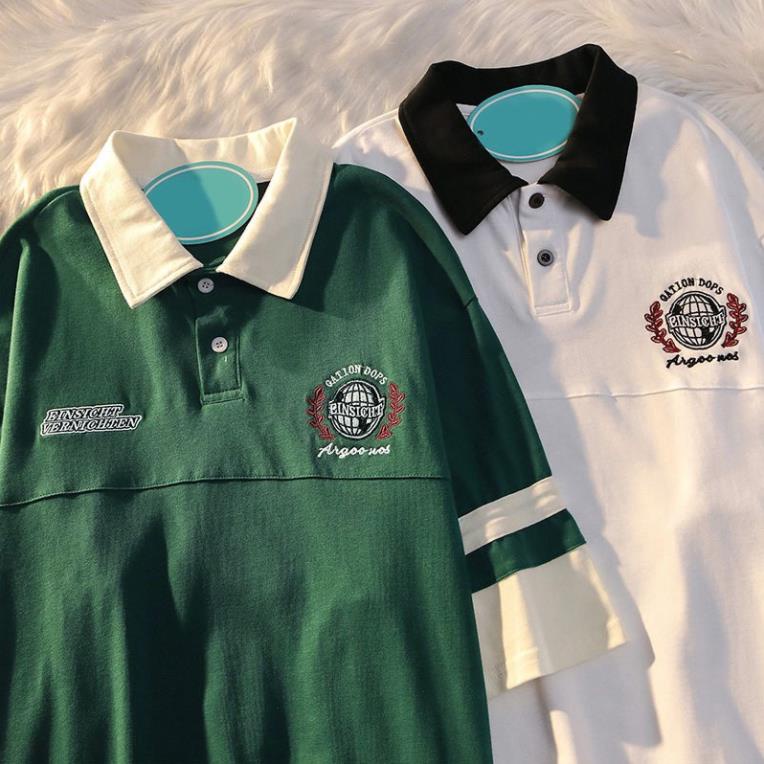 Áo Thun Polo Nam Nữ  Form Rộng Phối Cổ Thêu Ngực Vải Dày Mịn Thoáng Mát Thiết Kế Thời Trang Kiểu Dáng Năng Động