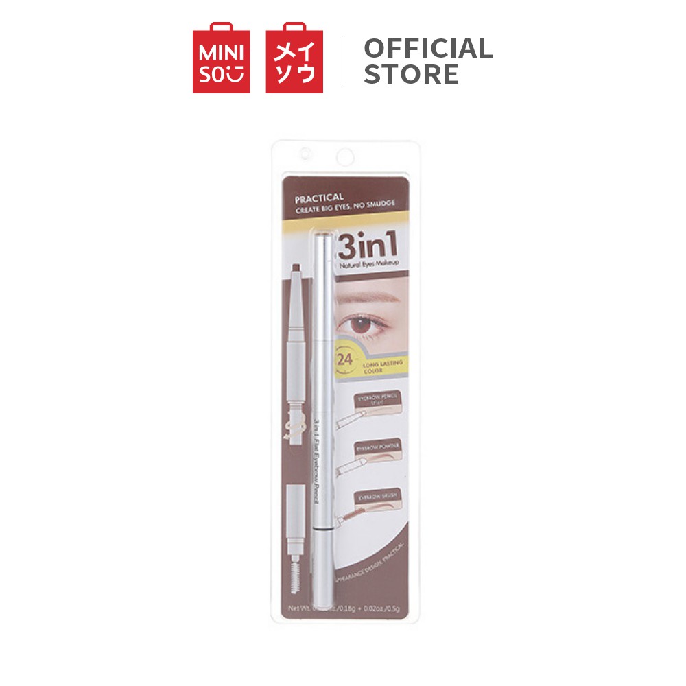 [Mã FMCGMALL giảm 8% đơn từ 250K] Chì kẻ mày Miniso 3 trong 1 - Hàng chính hãng