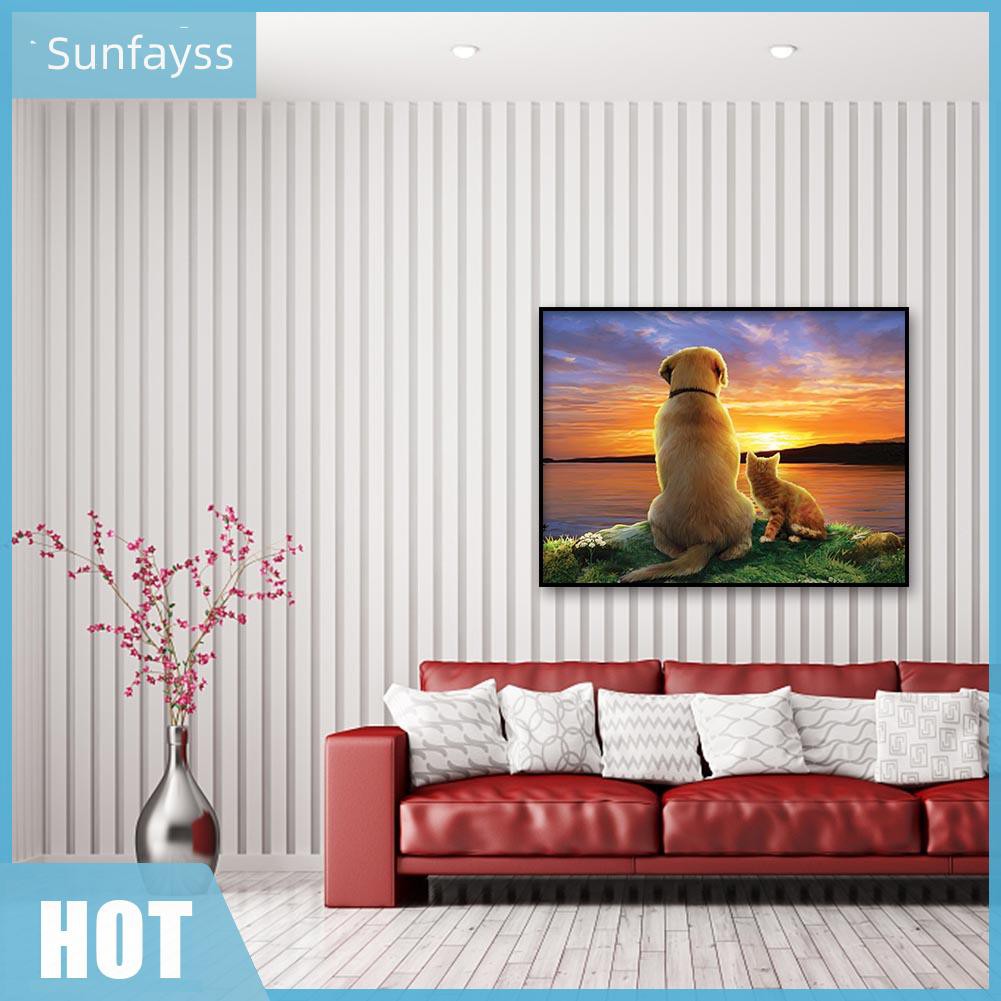 Bộ Tranh Đính Đá 5d Tự Làm Hình Chú Chó Mèo Đáng Yêu