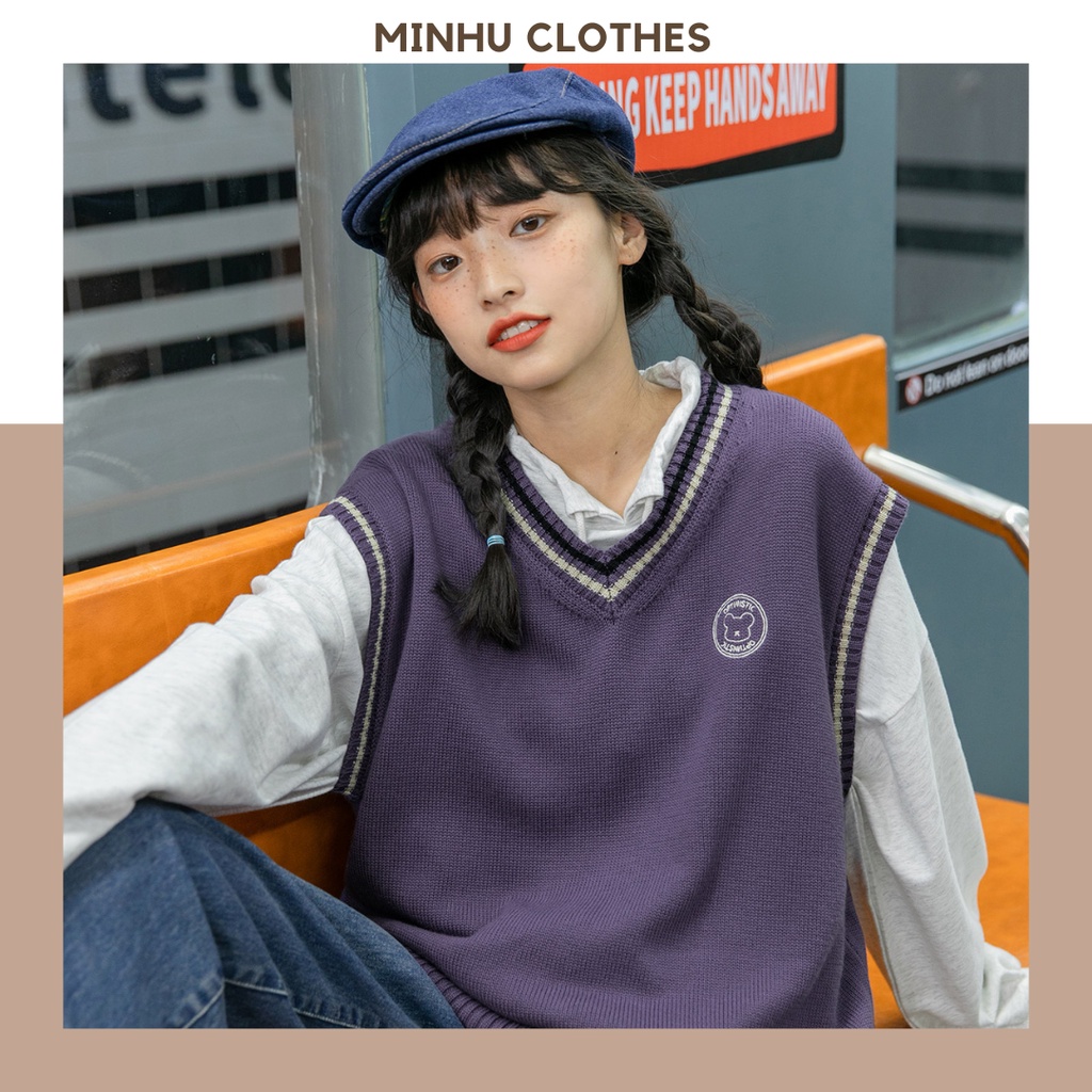 Áo gile len ulzzang nữ áo len gile nữ phong cách hàn quốc - AL11