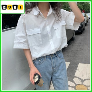 Sơ mi nữ kiểu Hàn Quốc Áo form rộng BASIC , phù hợp mọi Style GURI