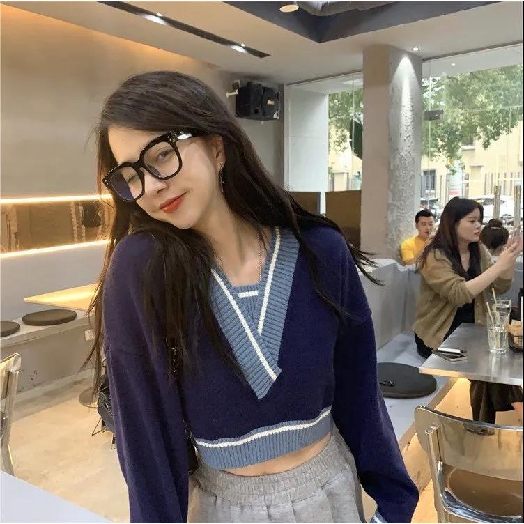 Áo sweater ZHELIHANGFEI dệt kim tay dài eo cao thiết kế quyến rũ trẻ trung cho bạn gái tùy chọn màu sắc