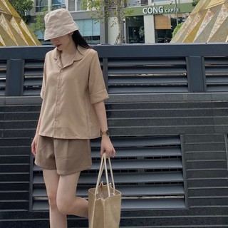 Quần Short Nữ Lưng Cao Ống Rộng VINTAGE