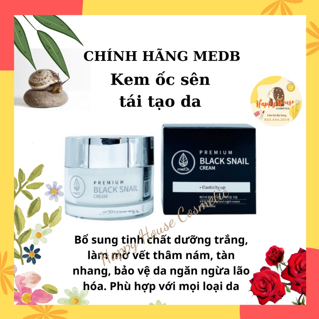 Kem ốc sên tái tạo da Premium black snail của med:b HQ