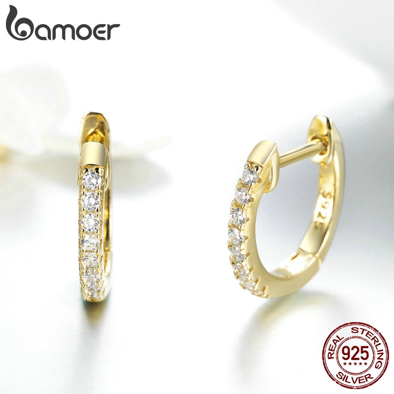 Hoa tai Bamoer hình tròn đính đá thời trang cho nữ