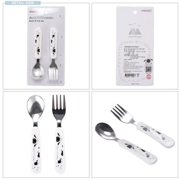 Sét thìa dĩa Inox STENLOCK Hàn Quốc cho bé tập ăn