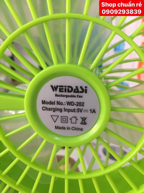 Quạt Sạc Tích Điện Chính Hãng WEIDASI 202 Siêu Bền