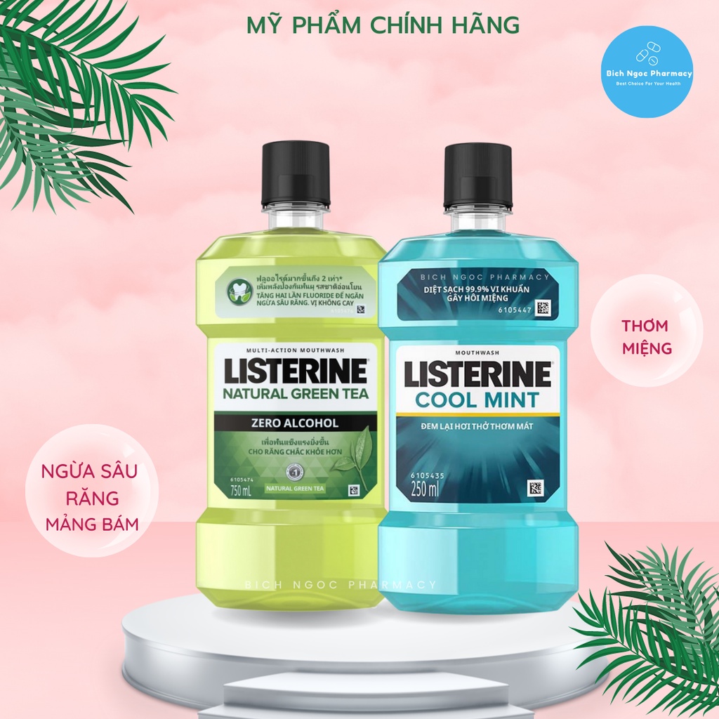 Nước súc miệng Listerine Cool Mint/Green Tea/Tartar Protection/Children