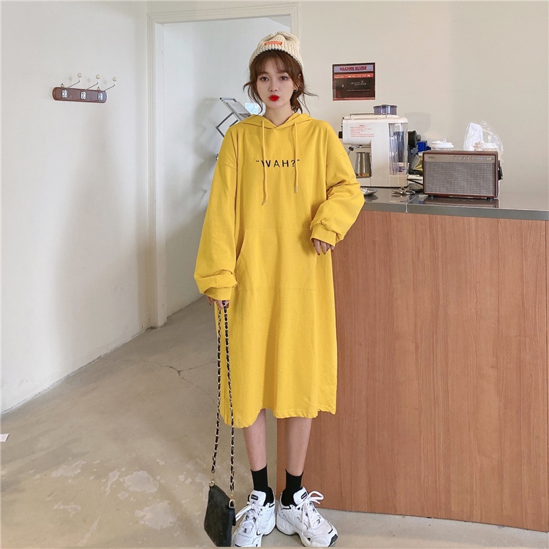 SUXI Đầm Midi Tay Dài Dáng Rộng Thiết Kế Đơn Giản Cho Phái Nữ