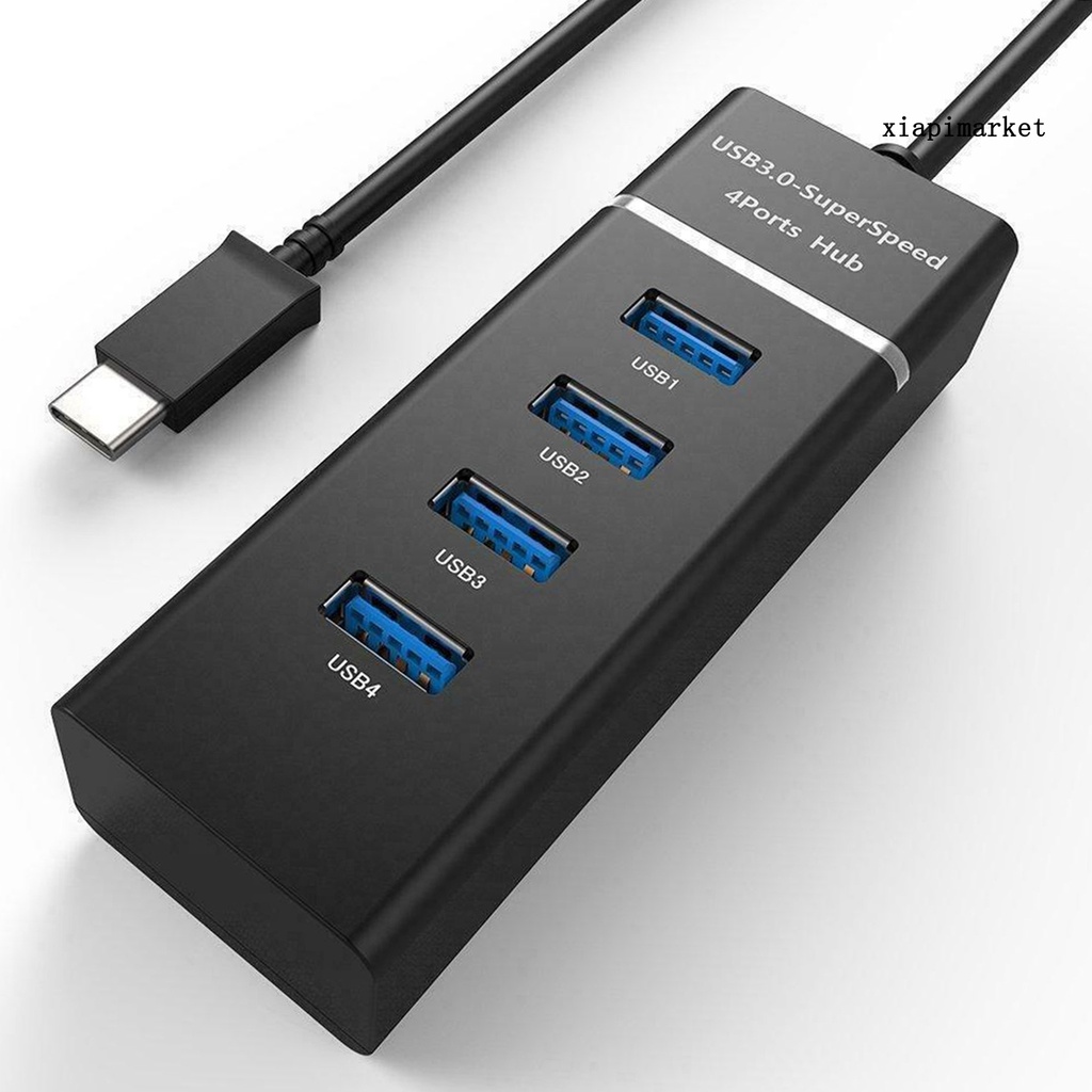 LOP_Portable Type-C to Super Speed 4 Ports USB 3.0 HUB Adapter Multiport Converter