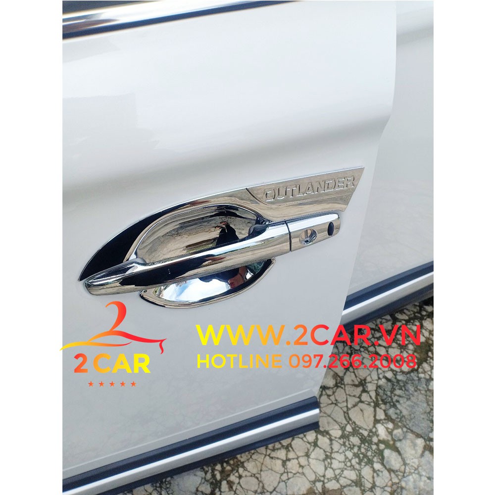 Ốp tay nắm, hõm cửa xe Mitsubishi Outlander 2016 - 2021 mạ crom cao cấp - Giá 1 bộ
