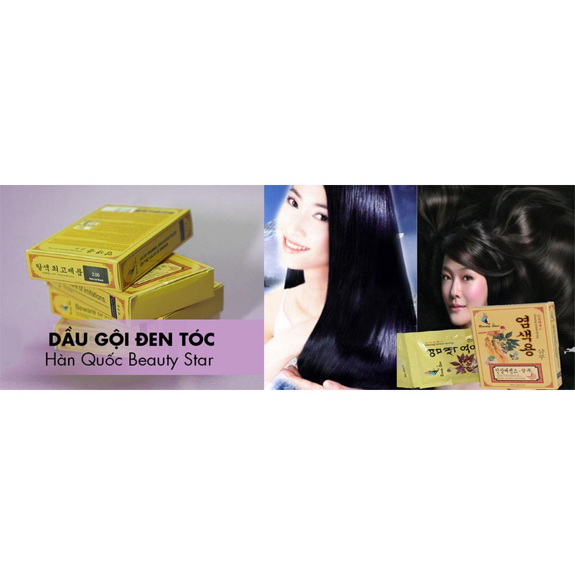 Dầu gội đen tóc Beauty Star Hàn Quốc x 2 gói/ hộp | BigBuy360 - bigbuy360.vn