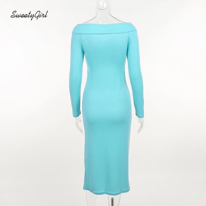 Đầm Maxi Tay Dài Cổ Chữ V Màu Trơn Thời Trang 2022 Quyến Rũ Cho Nữ